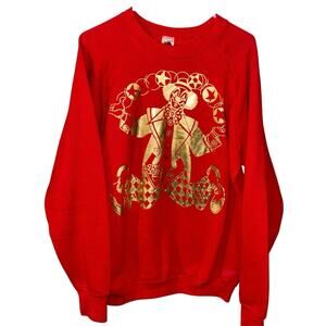 Vintage Fruit of the Loom red gold metallic clown crewneck sweatshirt (large)